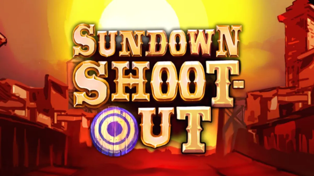 Tampilan antarmuka mobile slot Sundown Shootout dengan tema Wild West