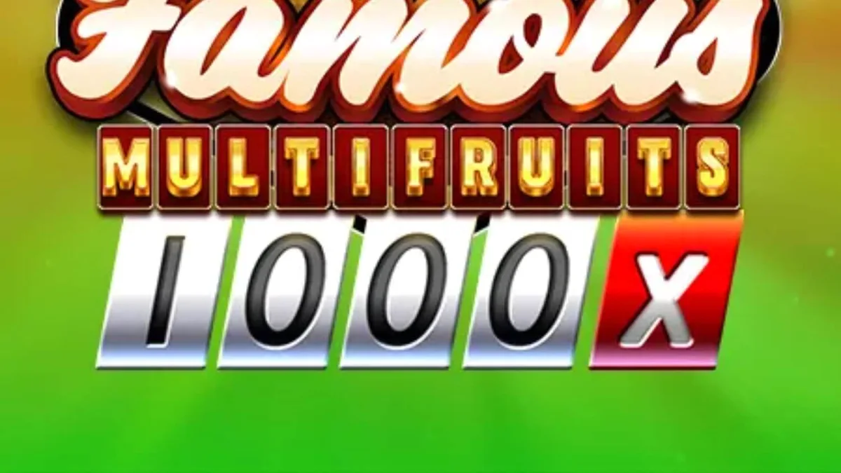 Tampilan visual mesin slot 81 Famous Multifruits 1000 dengan simbol buah dan lampu neon