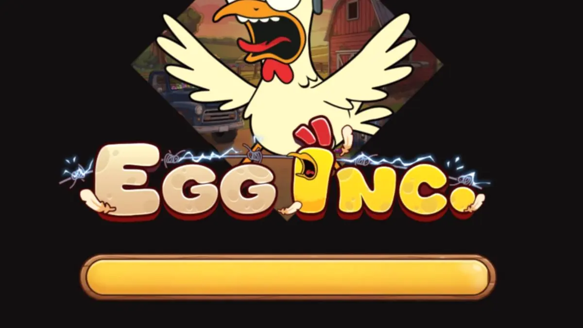 Tampilan visual slot Egg Inc. dengan tema pemberontakan pertanian kartun yang penuh warna.