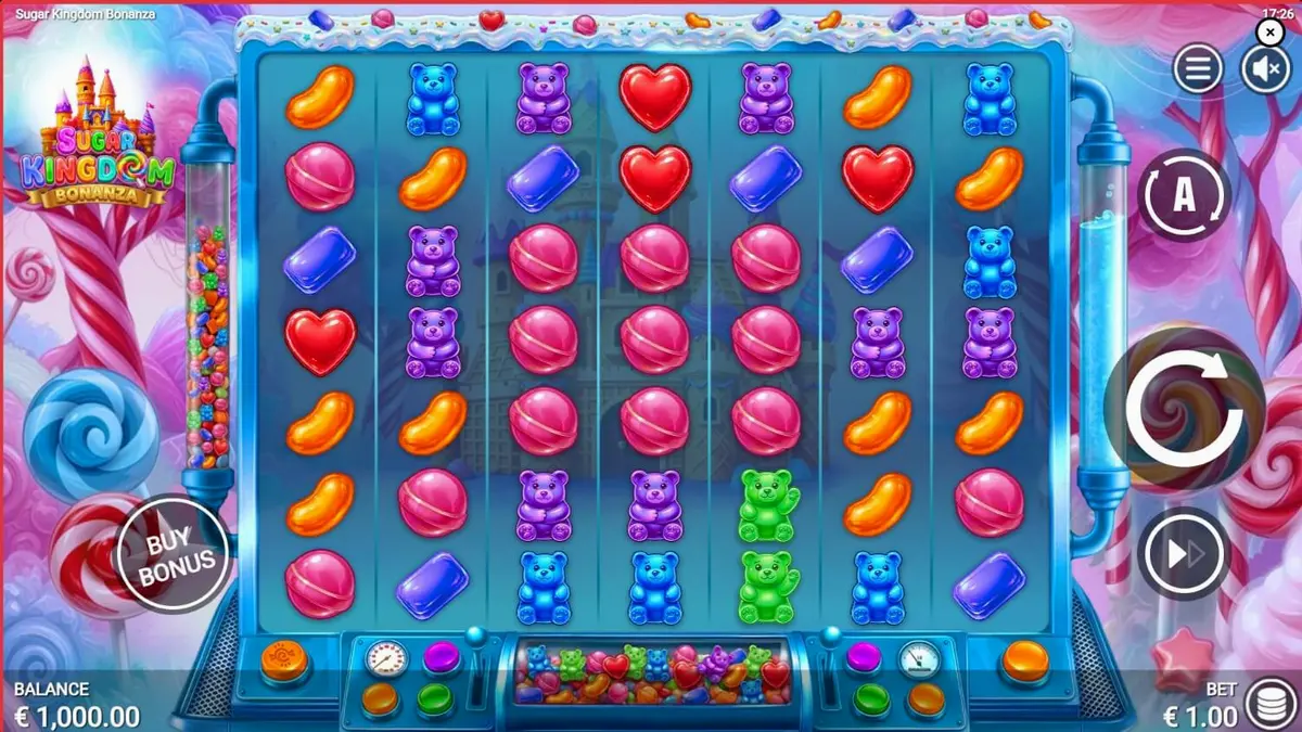 Tampilan visual slot Sugar Kingdom Bonanza dengan tema permen yang cerah